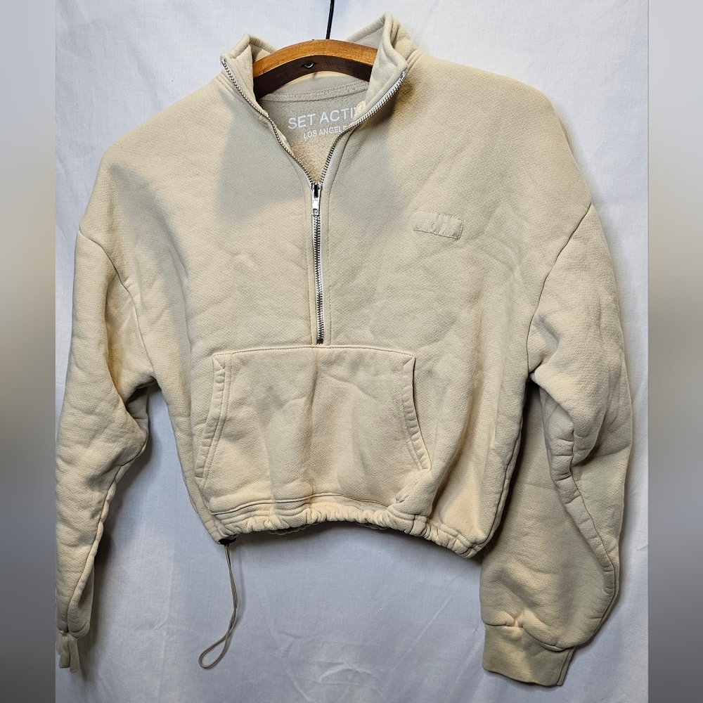 SET ACTIVE cropped quarter zip pullover sweater hoodie